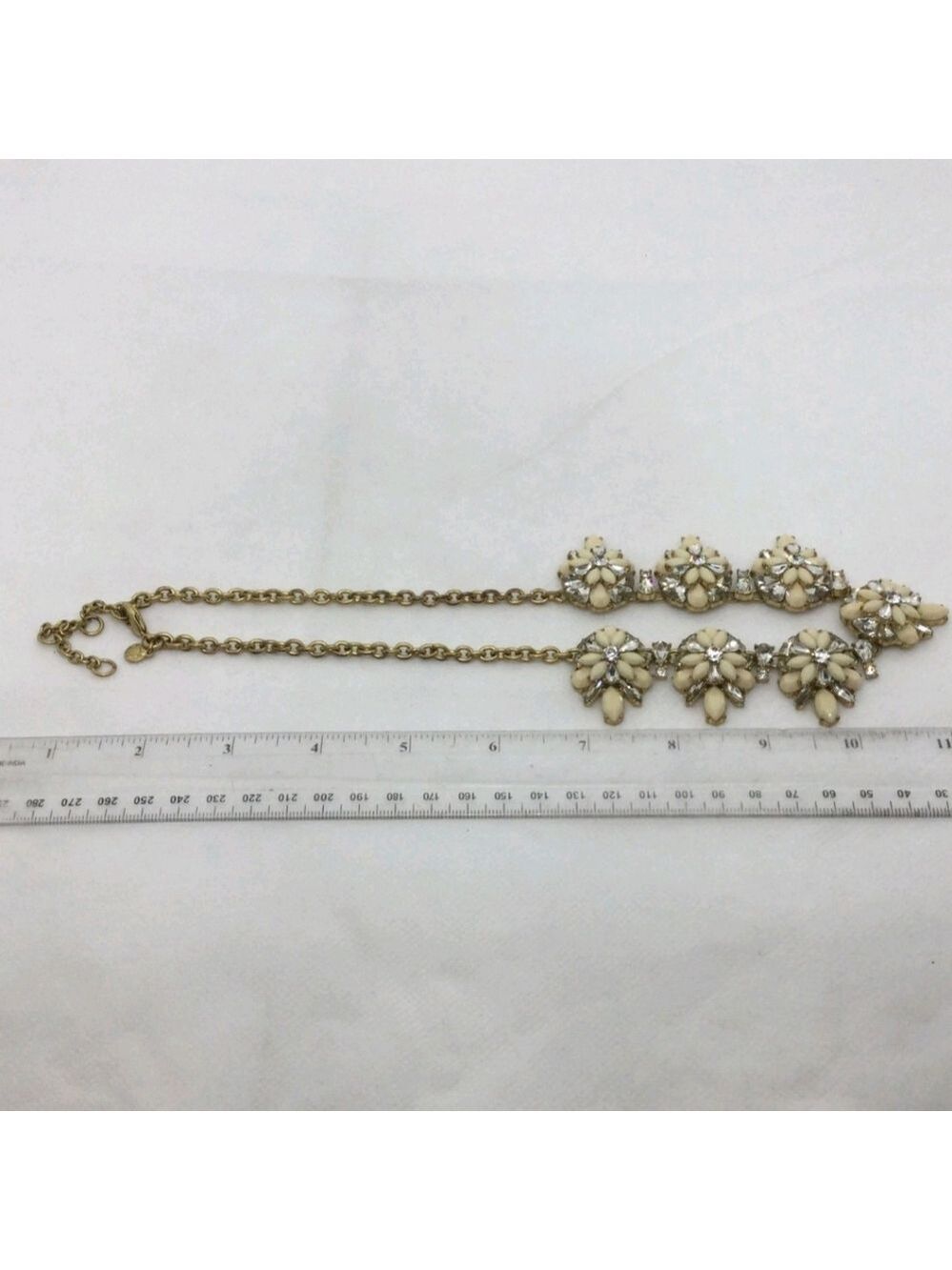 J. Crew Clear & Off White Rhinestone Statement Necklace - Picture 4 of 5